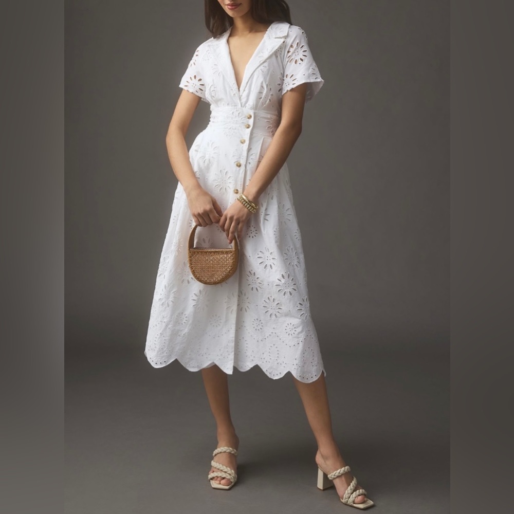 By Anthropologie Eyelet Shirt Dress